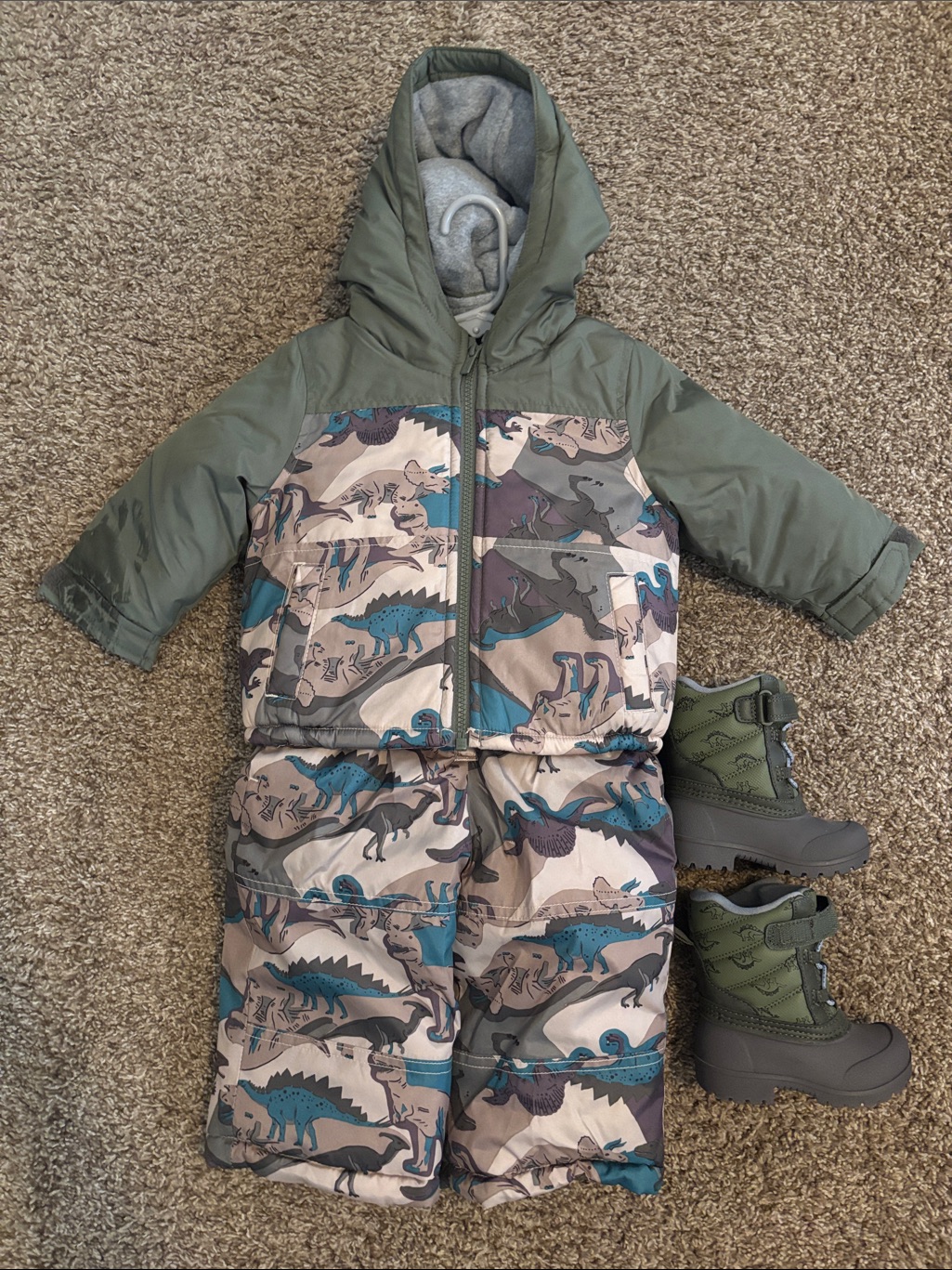Carter's Olive Green Jacket With Light Gray Lining
